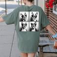 Boston Terrier Dogs With Sunglasses Photo Pets Meme Women's Comfort Colors T-Shirt Back Print Moss