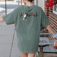 Boston Terrier EKG Heartbeat Heart Line Dog Lovers Women's Comfort Colors T-Shirt Back Print Moss