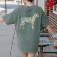 Boston Terrier Flower Silhouette Floral Dog Men Women Girls Kids Women's Comfort Colors T-Shirt Back Print Moss
