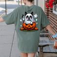 Boston Terrier Ghost Boo Halloween Kids Women's Comfort Colors T-Shirt Back Print Moss