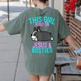 Boston Terrier This Girl Runs On Jesus And Boston Terriers Women's Comfort Colors T-Shirt Back Print Moss