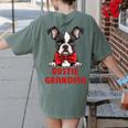Boston Terrier Grandma Dog Lovers Puppy Bostie Owner Women's Comfort Colors T-Shirt Back Print Moss