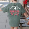 Boston Terrier Grandma Nana Dog Lover Christmas Women's Comfort Colors T-Shirt Back Print Moss