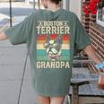 Boston Terrier Grandpa Dog Lover Father's Day Premium Women's Comfort Colors T-Shirt Back Print Moss