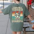 Boston Terrier Grandpa Dog Lover Father's Day Women's Comfort Colors T-Shirt Back Print Moss