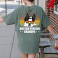 Boston Terrier Grandpa Dog Owner Boston Terrier Women's Comfort Colors T-Shirt Back Print Moss