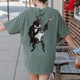 Boston Terrier Guitar Women's Comfort Colors T-Shirt Back Print Moss