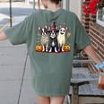 Boston Terrier Halloween Costume Mummy Witch Ghost Dog Lover For Men Women Kids Women's Comfort Colors T-Shirt Back Print Moss