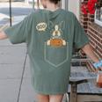 Boston Terrier Halloween Cute Bostie Dog Pocket Boo Women's Comfort Colors T-Shirt Back Print Moss