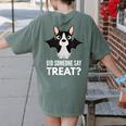 Boston Terrier Halloween Shirt Did Someone Say Treat Women's Comfort Colors T-Shirt Back Print Moss