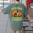 Boston Terrier Halloween Zombie American Gentleman Dog Lover Women's Comfort Colors T-Shirt Back Print Moss