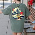 Boston Terrier Japanese Kanagawa Wave Surf Loyal Dog Men Women Kids Women's Comfort Colors T-Shirt Back Print Moss