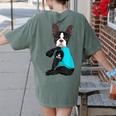 Boston Terrier I Love Mom Apparel Women's Comfort Colors T-Shirt Back Print Moss