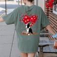 Boston Terrier Lover Heart Shape Boston Terrier Valentine Women's Comfort Colors T-Shirt Back Print Moss