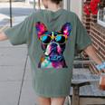 Boston Terrier Lovers Pop Art Boston Terrier Women's Comfort Colors T-Shirt Back Print Moss