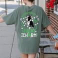 My Boston Terrier Is My Lucky Charm Paw Dog St Patrick's Day Women's Comfort Colors T-Shirt Back Print Moss