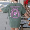Boston Terrier Mama Cute Rainbow Paw Heart Shape Women's Comfort Colors T-Shirt Back Print Moss