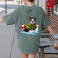Boston Terrier Merry Christmas Tree Lights Dog X-Mas Dogs Women's Comfort Colors T-Shirt Back Print Moss