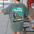 Boston Terrier Merry Christmas Tree Truck Dog X-Mas Women's Comfort Colors T-Shirt Back Print Moss