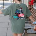 Boston Terrier Merry Christmas Tree Truck Santa Dog X-Mas Women's Comfort Colors T-Shirt Back Print Moss