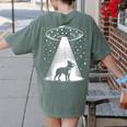 Boston Terrier Mom Dad Dog Alien UFO Women's Comfort Colors T-Shirt Back Print Moss