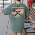 Boston Terrier Mom Dog Lovers American Flag 4th Of July Women's Comfort Colors T-Shirt Back Print Moss