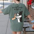 Boston Terrier Mom Dogs Mum Woman Women's Comfort Colors T-Shirt Back Print Moss