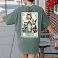 The Boston Terrier Mom Skeleton Spooky Season Halloween Women's Comfort Colors T-Shirt Back Print Moss