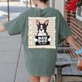 Boston Terrier Mug Shot Guilty Dog Women's Comfort Colors T-Shirt Back Print Moss