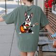Boston Terrier Playing Guitar Boston Terrier Women's Comfort Colors T-Shirt Back Print Moss