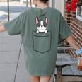 Boston Terrier In The Pocket Cute Boston Terrier Dog For Men Women Girls Kids Women's Comfort Colors T-Shirt Back Print Moss