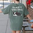 Boston Terrier Puppy Sweet Dreams Pajama For Bedtime Women's Comfort Colors T-Shirt Back Print Moss