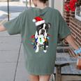 Boston Terrier Santa Christmas Lights Xmas Dog Lover Men Women Kids Women's Comfort Colors T-Shirt Back Print Moss