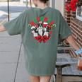 Boston Terrier Santa Claus Elf Reindeer Christmas Dog X-Mas Women's Comfort Colors T-Shirt Back Print Moss