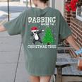 Boston Terrier Santa Hat Dabbing Around The Christmas Tree Women's Comfort Colors T-Shirt Back Print Moss