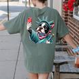 Boston Terrier Selfie Statue Of Liberty 4th Of July American Women's Comfort Colors T-Shirt Back Print Moss