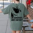 Boston Terrier Shirt Ok Seriously Who Farted Women's Comfort Colors T-Shirt Back Print Moss
