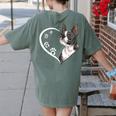 Boston Terrier Shirts For Women Girls Kids Heart Cute Women's Comfort Colors T-Shirt Back Print Moss