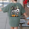 Boston Terrier Skeleton Mummy Witch Halloween Women's Comfort Colors T-Shirt Back Print Moss