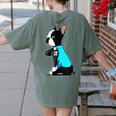 Boston Terrier Tattoos I Love Mom Women's Comfort Colors T-Shirt Back Print Moss