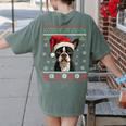 Boston Terrier Ugly Christmas Sweater Xmas For Adults Kids Women's Comfort Colors T-Shirt Back Print Moss