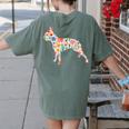 Boston Terrier Watercolor Flowers Women's Comfort Colors T-Shirt Back Print Moss