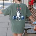 Boston Terrier Weightlifting Deadlift Men Fitness Gym Women's Comfort Colors T-Shirt Back Print Moss
