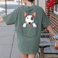 Bull Terrier Pocket Bull Terrier Peeking Out Pocket Women's Comfort Colors T-Shirt Back Print Moss