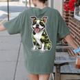 Camo Boston Terrier Pet Owner Camouflage Dog Lover Women's Comfort Colors T-Shirt Back Print Moss
