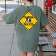 Caution Sign Boston Terrier Dog Bostie Puppy Women's Comfort Colors T-Shirt Back Print Moss