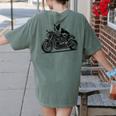 Cool Boston Terrier Riding a Motorcycle Biker Dog Lover For Men Women Kids Women's Comfort Colors T-Shirt Back Print Moss