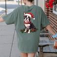 Cute Boston Terrier Dog Christmas Merry X-Mas Graphic Women's Comfort Colors T-Shirt Back Print Moss