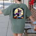 Cute Boston Terrier Halloween Costume Dog Lover Women Girls Women's Comfort Colors T-Shirt Back Print Moss