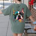 Cute Boston Terrier Puppy Dog Art Lover Unique Painting For Men Women Kids Women's Comfort Colors T-Shirt Back Print Moss